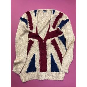 UO Sparkle & Fade Union Jack Cozy Cardigan
